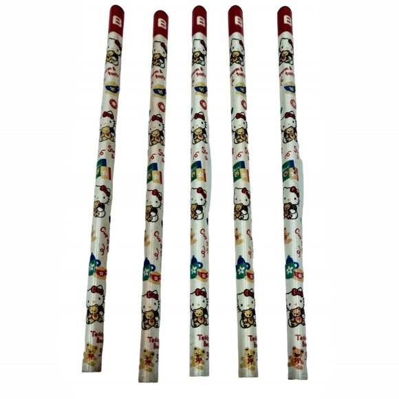 Vintage 1990's Hello Kitty Sanrio Pencil Cup Wooden Mechanical Pencils Eraser - Picture 7 of 11